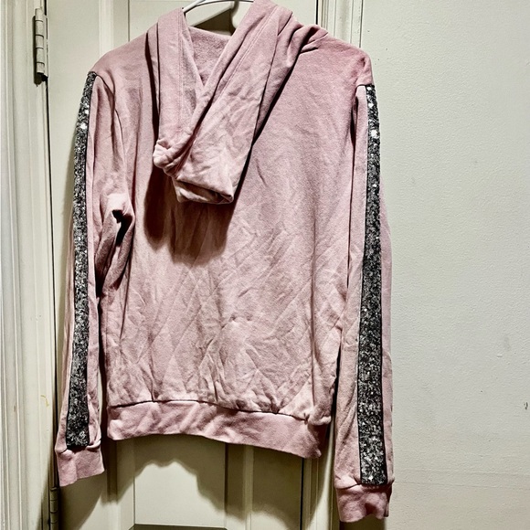 PINK VS sweatshirt with hoodie with sequins in front and on the sleeves - Picture 2 of 16